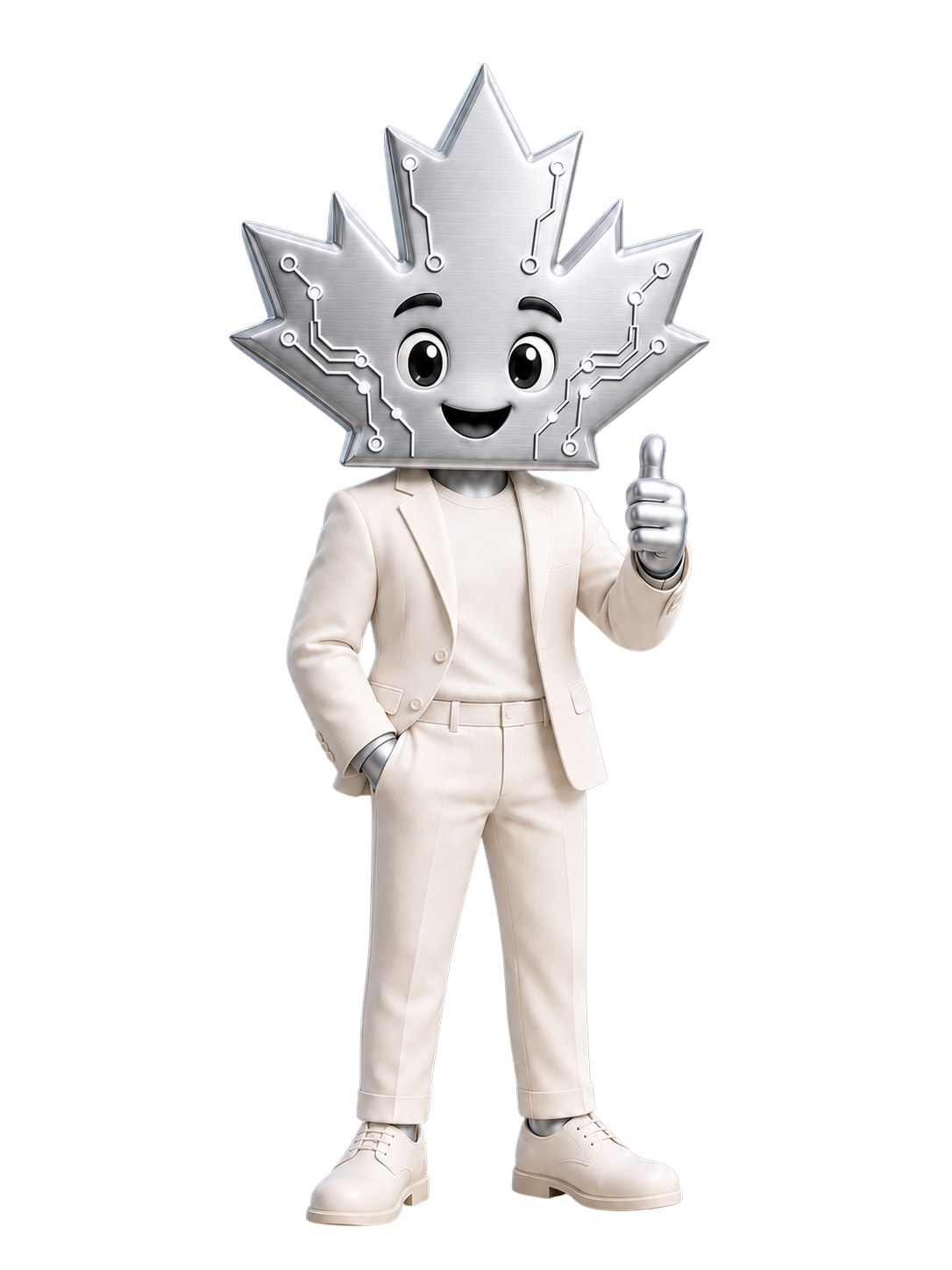 Digital Sovereign mascot in a light suit giving a thumbs up
